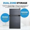3.1 cubic ft. gray compact mini fridge with freezer compartment