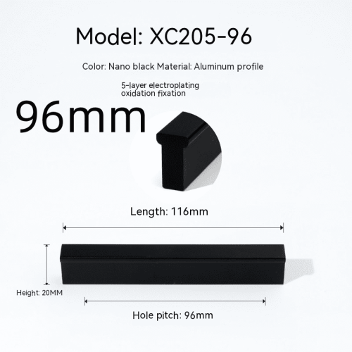 Cabinet Door Black Metal Handle One-word Lengthened