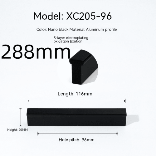 Cabinet Door Black Metal Handle One-word Lengthened