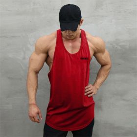 Sports Vest Men's Basketball Sleeveless T-shirt Summer Workout Loose Top Training Basketball Clothes Quick-drying Top (Option: Red-XL)
