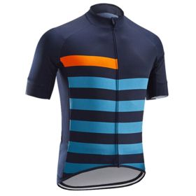 Road And Mountain Bike Cycling Jerseys Men's Tops Spring And Summer Cycling Jerseys (Option: Black and blue stripes-XS)