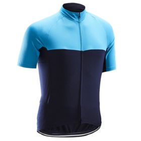 Road And Mountain Bike Cycling Jerseys Men's Tops Spring And Summer Cycling Jerseys (Option: Black and blue color matching-L)