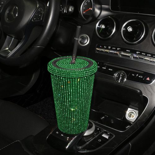 Simple Stylish With Lid Plastic Hot Drilling Drink Cup With Straw