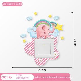 Household Light Switch Decorative Three-dimensional Stickers (Option: Pink Elephant)