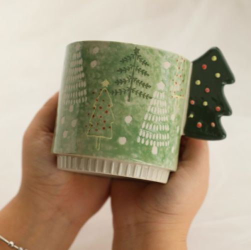 Cinnamon-flavored Christmas Hand-painted Gingerbread Man Ceramic Mug