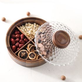 Walnut Fruit Plate Box Divided Solid Wood Snack Box (Option: Crystal monolayer-Black Walnut)