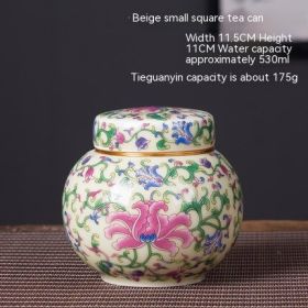 Enamel Ceramic Tea Jar Large Sealed Storage Jar Moisture-proof Storage (Option: Crescent White-530ML)