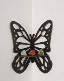 Hot Sale Wooden Butterfly Right Angle Corner Hollow Out Creative Shape Storage Rack (Option: Big Bowknot-30cm)