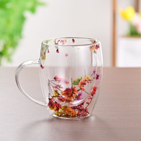 Creative Household Coffee Milk Dried Flower Quicksand Double Layer Glass Cup (Option: 350m L)
