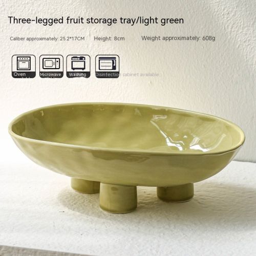 Porcelain Modern Minimalist Creative Handmade Ceramic Three Feet High Foot Fruit Plate