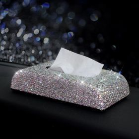Tissue Box For Car Diamond Car Napkin Paper Box (Color: White)