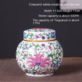 Enamel Ceramic Tea Jar Large Sealed Storage Jar Moisture-proof Storage (Option: Beige-530ML)