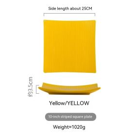 Household Dinner Plate Ceramic Steak Nordic Style Plate (Option: 10 Stripes Square Plate Yellow)