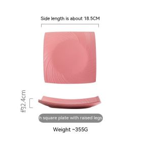 Household Dinner Plate Ceramic Steak Nordic Style Plate (Option: Square Plate Pink)