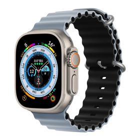 Marine Two-color Silicone Strap Sports (Option: Obsidian Gray With Black-384041mm)